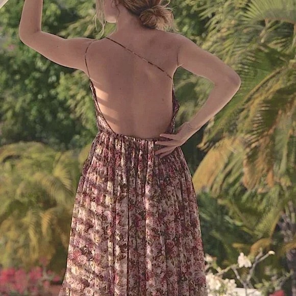 💋SOLD💋🪷🍧DÔEN ‘Felicity’ Silk JARDIN DU PALAIS Smocked Backless Dress XS✨ - Picture 6 of 17